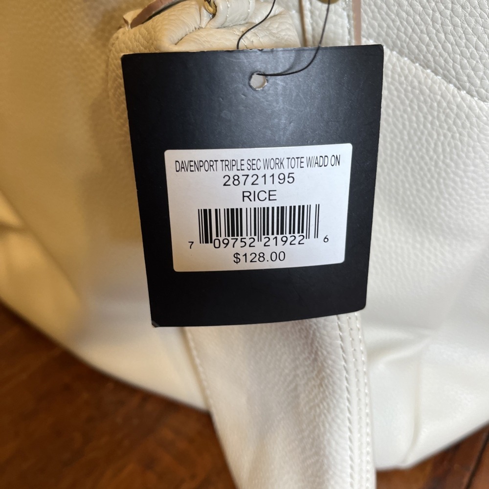 Nanette Lepore White Vegan Leather Pebble Tote Purse Smaller Bag Inside NWT Rice - Picture 5 of 16
